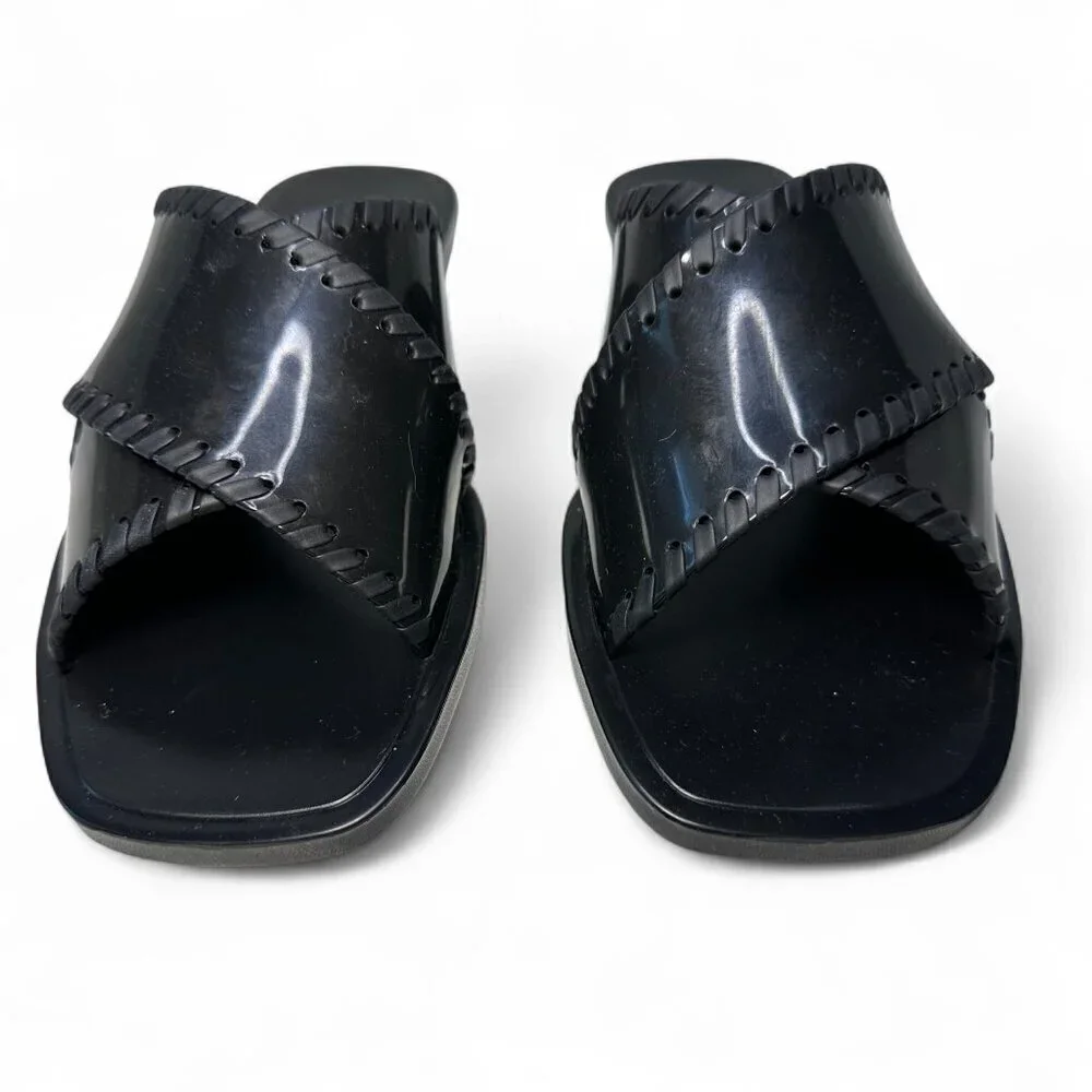 JACK ROGERS Sloane X Band Jelly Sandals, Black, Sz 7, NEW IN BOX